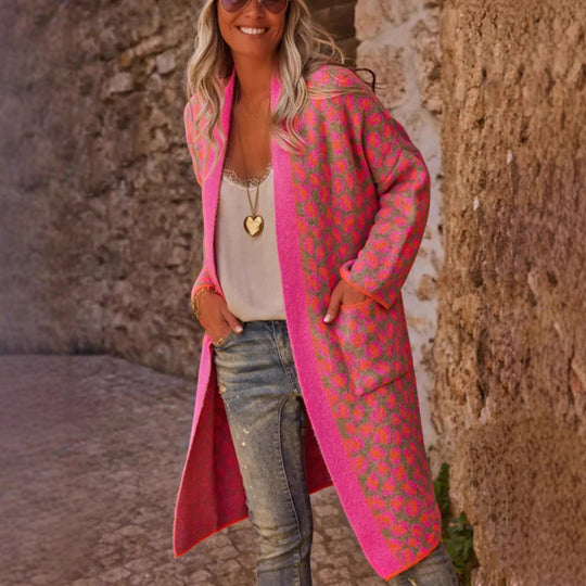 Damen modischer Cardigan mit auffälligem Muster EB
