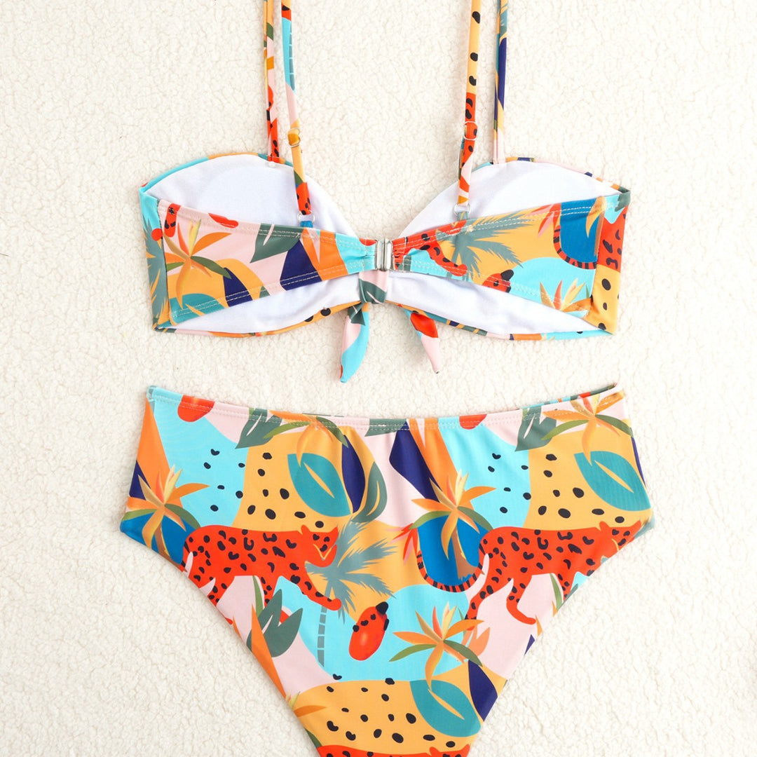 Damen Hochtailliertes Bikini-Set mit verspielt floralen Mustern EB