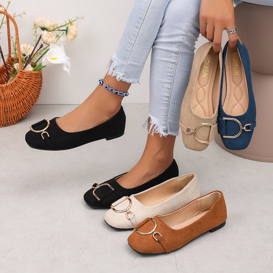 Damen Ballerinas mit eleganter Schnallenapplikation EB