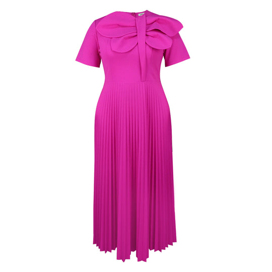 Damen Elegantes Midikleid mit voluminösem Schleifenakzent EB