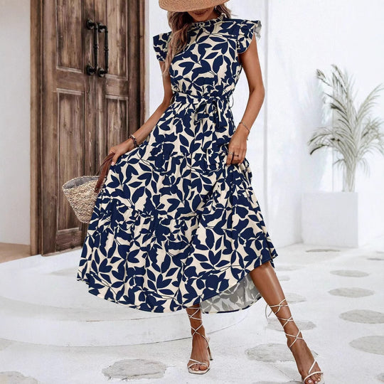 Damen Maxikleid mit Rüschendetails und floralem Print EB