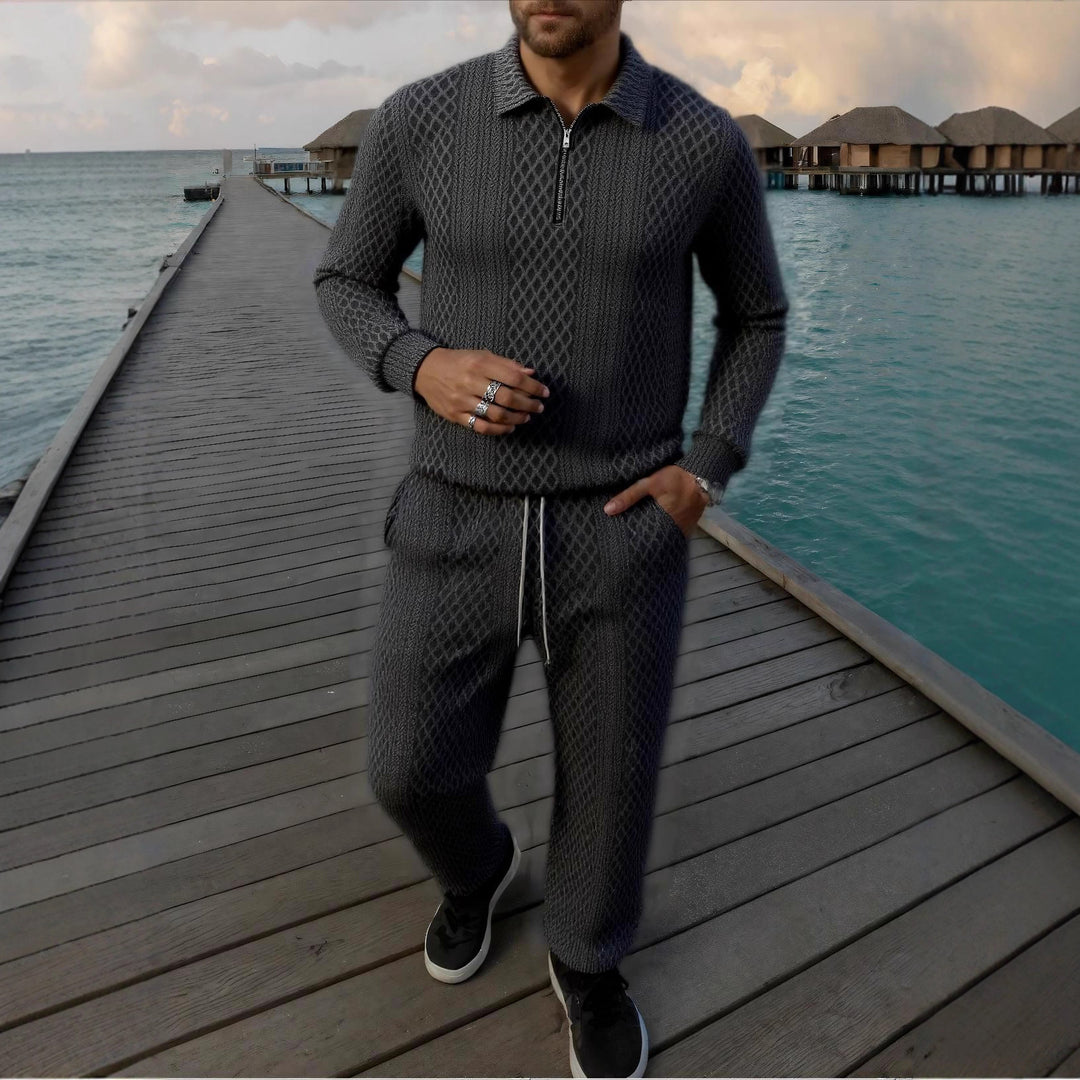 Herren Elegantes Strickanzug aus atmungsaktivem Material mit Stehkragen EB