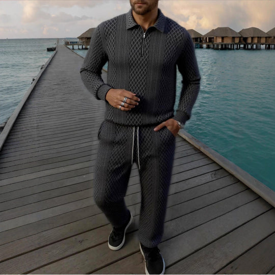 Herren Elegantes Strickanzug aus atmungsaktivem Material mit Stehkragen EB