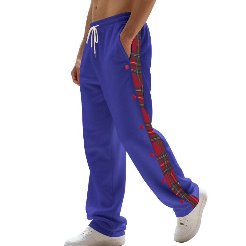 Herren Jogginghose mit seitlichen Knöpfen und pattern akzenten EB