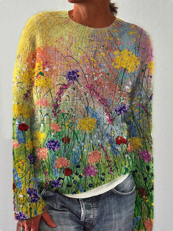 EB | Strickpullover für Damen mit 3D Blumenmuster