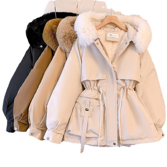 Damen Modische Steppjacke mit abnehmbarem Kunstfellkragen und gemütlichem Innenfutter EB