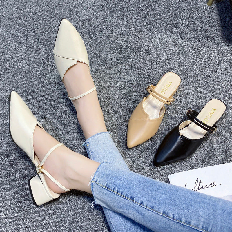 Damen Elegante Slingback Schuhe mit modischem Blockabsatz und schicker Schnalle EB