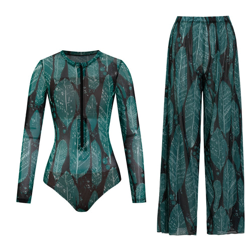 Damen weite Strandhose mit Schlangenmuster EB