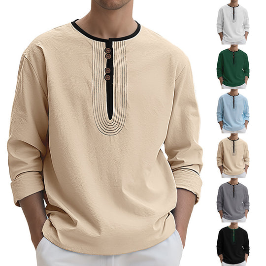 Herren Langarmshirt mit stylischem Knopfdesign EB