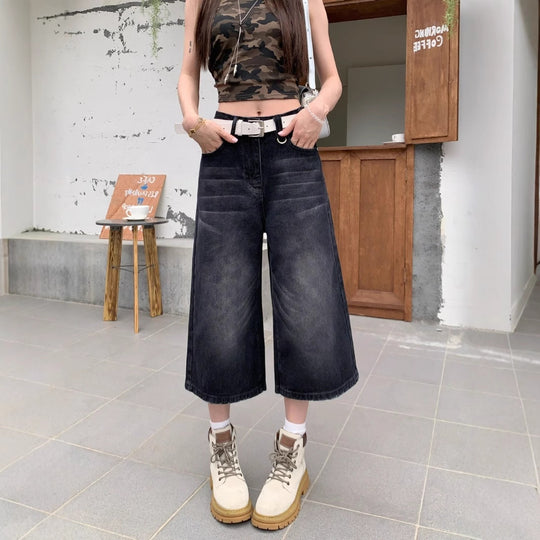 Damen Weite Denim-Culotte im modischen Urban-Look mit lässigem Schnitt EB