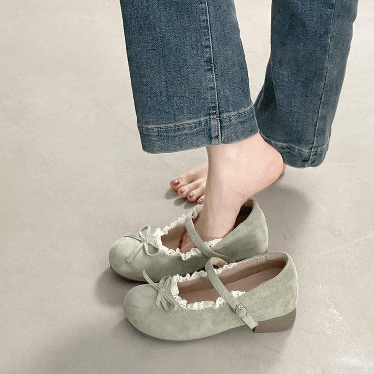 Damen elegante Mary Jane Ballerinas mit modischer Schleifenverzierung EB