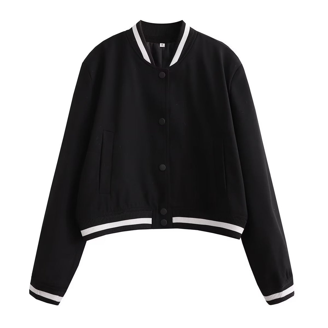 Damen lässige Bomberjacke aus hochwertigem Material mit praktischen Taschen EB