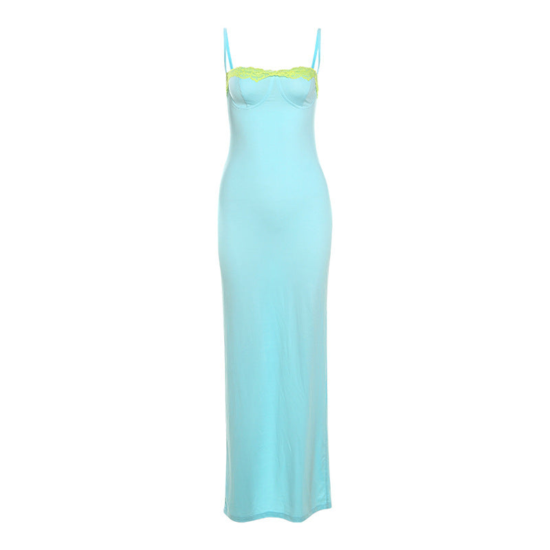 Damen Langarm Nachtkleid mit eleganter Spitzenverzierung EB