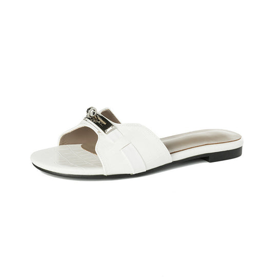 Damen Komfortable Slides mit elegantem Kettendetail EB