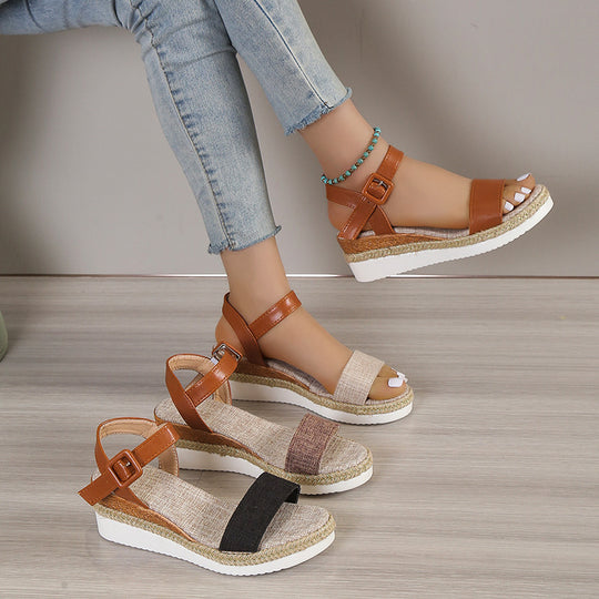 Damen Wedge-Sandalen mit verstellbarem Riemen und rutschfester Sohle EB