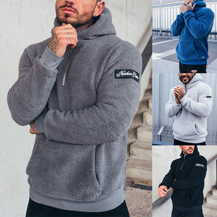 Herren nan sportiver Teddyfleece-Hoodie mit schmaler Passform und Kängurutasche EB