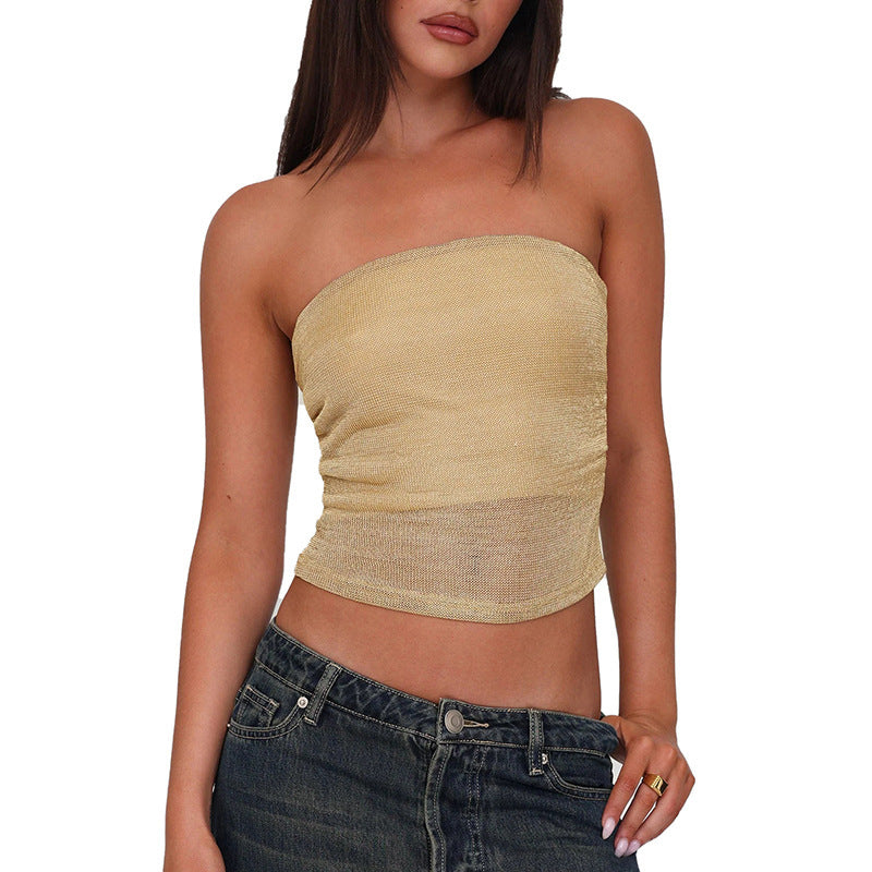 Damen Bandeau-Top aus hochwertigem, elastischem Material mit feiner Struktur EB
