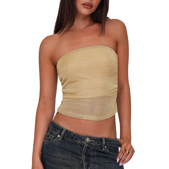 Damen Bandeau-Top aus hochwertigem, elastischem Material mit feiner Struktur EB