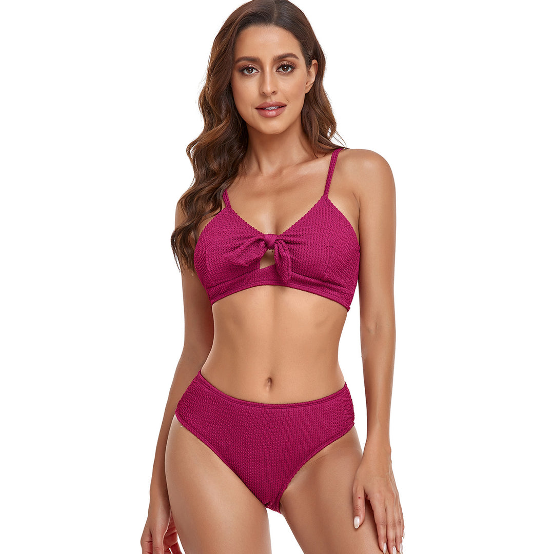 Damen Bikini-Set mit verspieltem Knoten und hoch geschnittenem Unterteil EB
