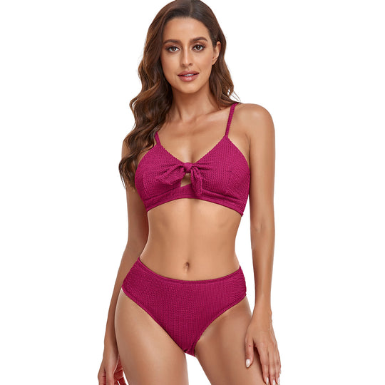 Damen Bikini-Set mit verspieltem Knoten und hoch geschnittenem Unterteil EB