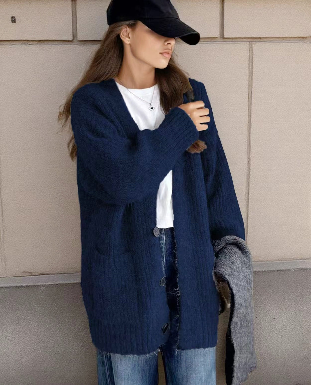 Damen Grobstrick-Cardigan mit einzigartigen Strukturmustern und praktischen Taschen EB