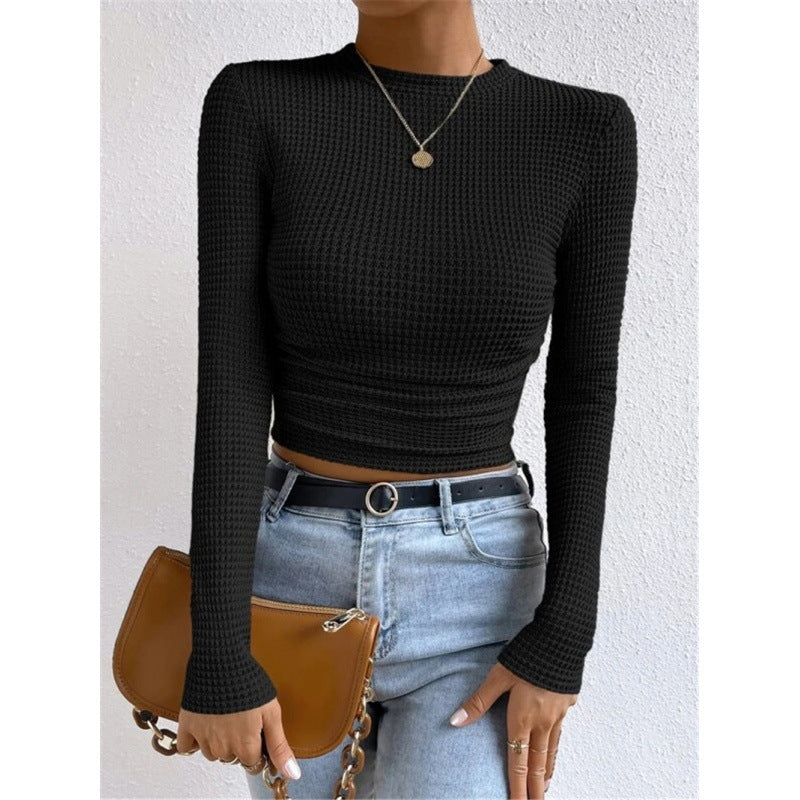 Damen Langarm-Crop-Top aus strukturiertem Jersey EB