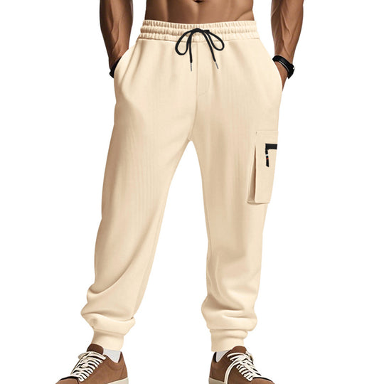 Herren Cargo-Jogginghose mit Reißverschluss-Cargotasche, elastischem Bund und geripptem Saum EB