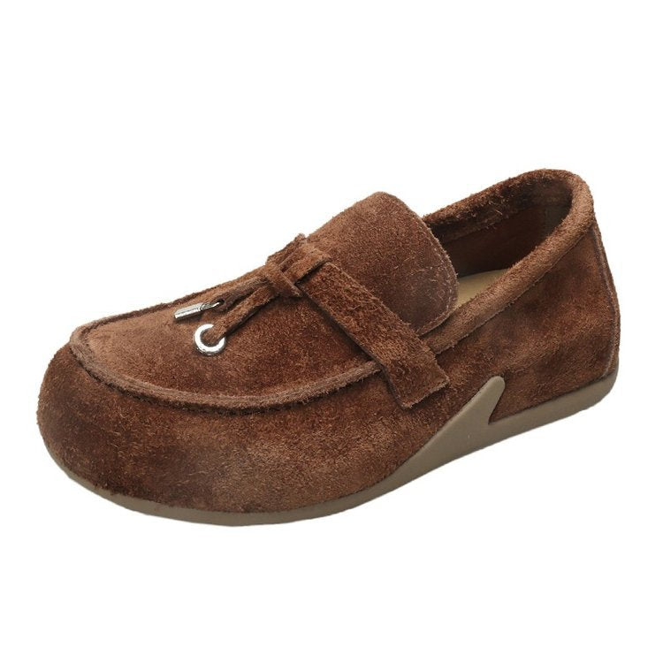 Damen weiche Slipper aus Wildleder mit dekorativem Kordelzug EB