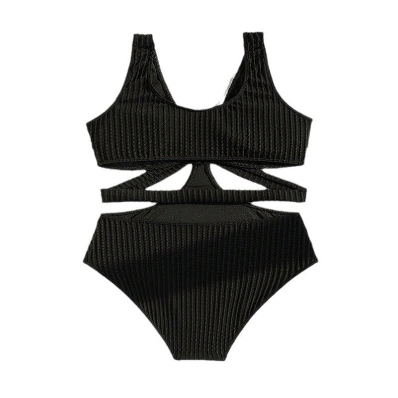 Damen Hoch geschnittener Badeanzug mit dekorativen Cut-Outs EB
