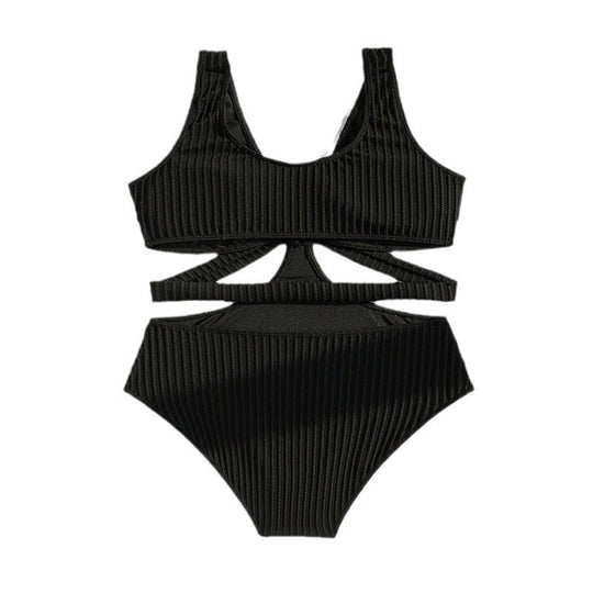 Damen Hoch geschnittener Badeanzug mit dekorativen Cut-Outs EB