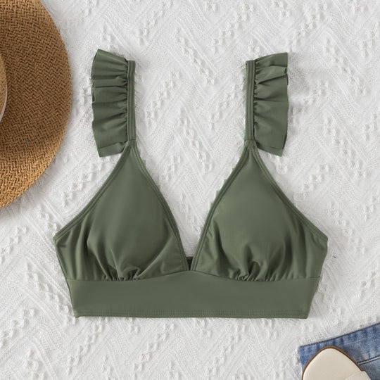 Damen Triangel-Bikini-Oberteil mit Rüschendetails EB