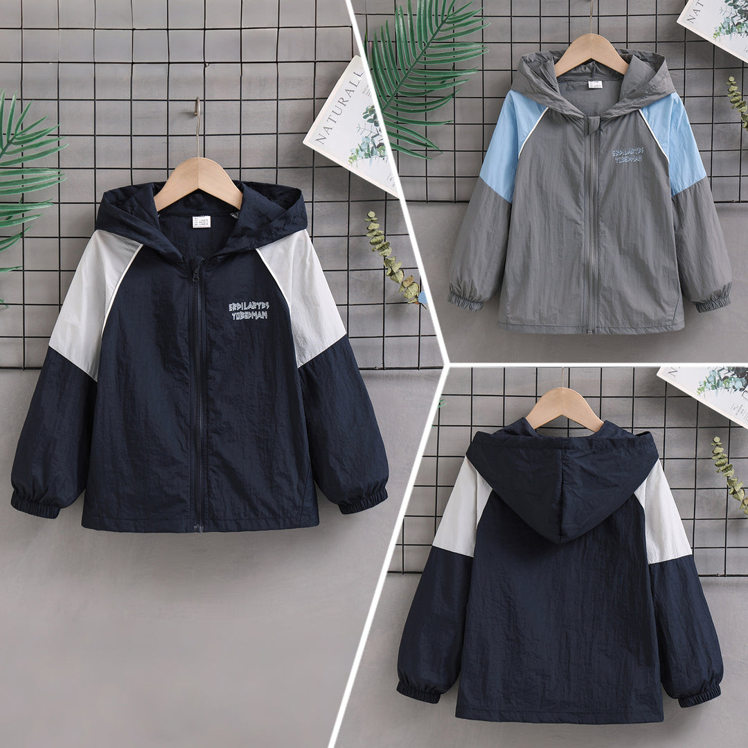 Unisex nan leichter Windbreaker mit Kapuze und Kontrastärmeln wasserabweisend winddicht R&B