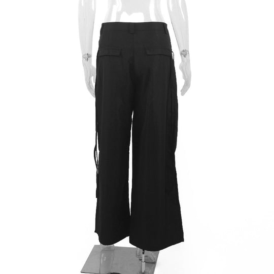 Damen Cargo-Hose mit Stylishen Seitentaschen und Verstellbaren Kordelzügen EB