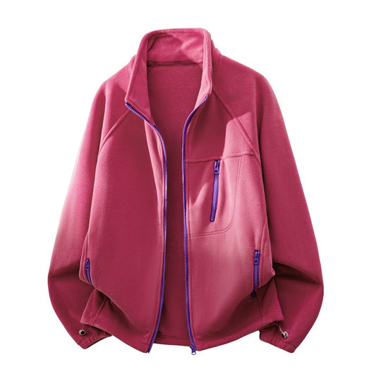 Unisex funktionale Microfleece-Performancejacke mit Stehkragen, Brustreißverschluss und ergonomischen Raglanärmeln EB