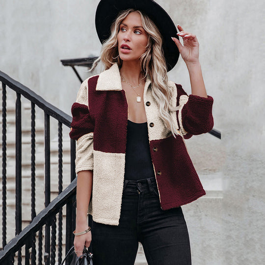 Damen Gemütliche Teddyjacke mit Statement-Kragen EB