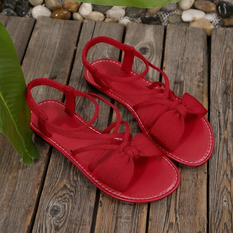 Damen Zarte Römersandalen mit Schleifen-Detail und verstellbaren Schnürriemen EB