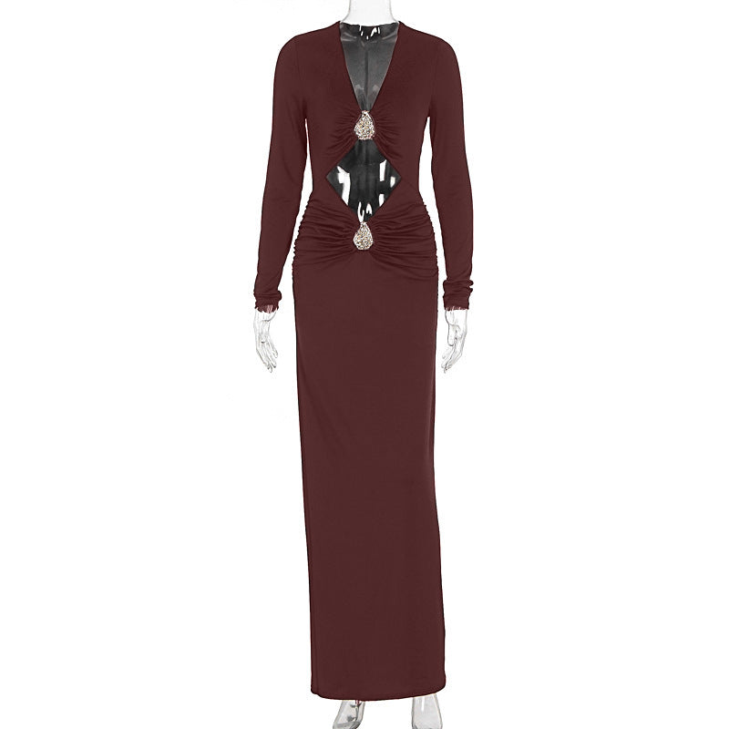 Damen Glamouröses Abendkleid mit raffinierten Cut-Outs und funkelnden Details EB