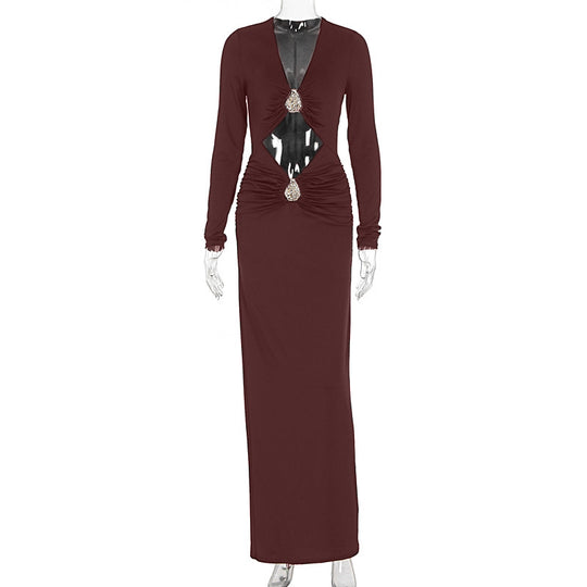 Damen Glamouröses Abendkleid mit raffinierten Cut-Outs und funkelnden Details EB
