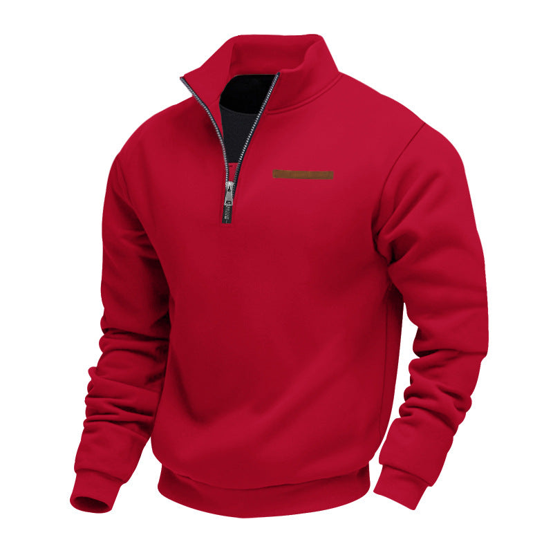 Herren nan komfortabler Halbzip Fleecepullover mit Stehkragen und elastischen Bündchen EB