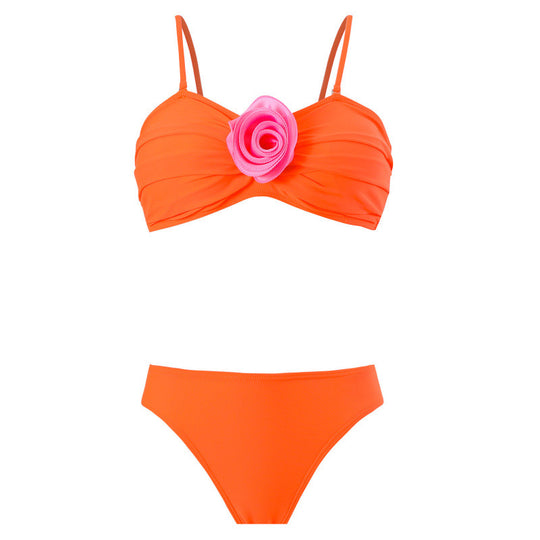 Damen Bikini-Set mit eleganter Rüschendetailierung und verführerischem Blumenakzent EB