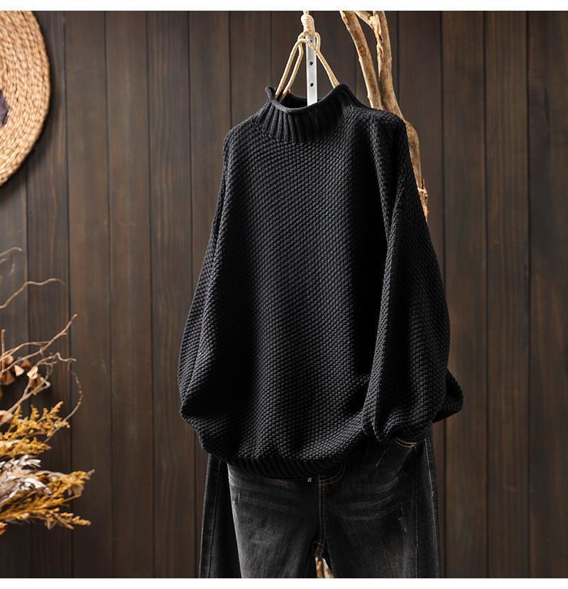 Damen Oversized Strickpullover mit hohem Kragen EB
