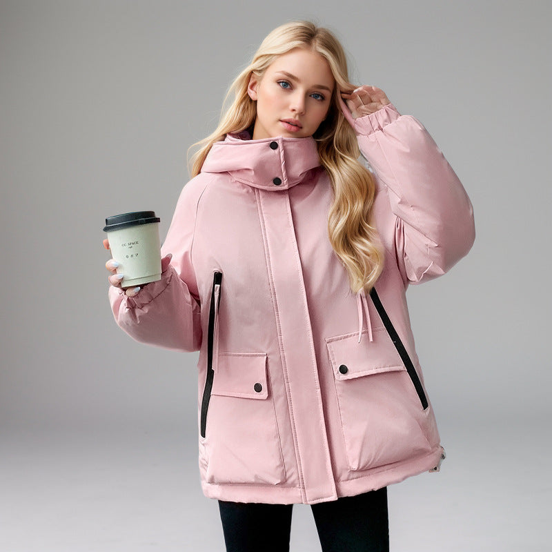 Damen sportliche Übergangsjacke mit vielfältigen Taschen und verstellbarem Kragen EB
