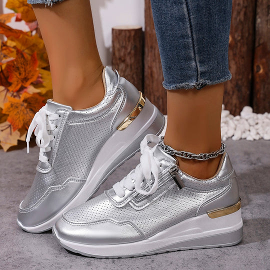 Damen Sneaker mit atmungsaktivem Obermaterial und seitlichem Reißverschluss EB
