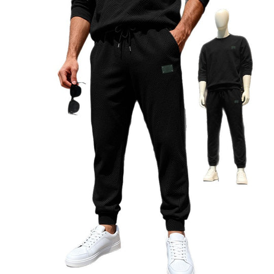 Herren Strukturierte Jogginghose mit geometrischer Waffelstruktur und elastischen Bündchen EB
