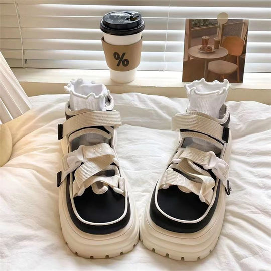Damen Komfortable Chunky Sandalen mit verstellbaren Riemen und dämpfender Sohle EB