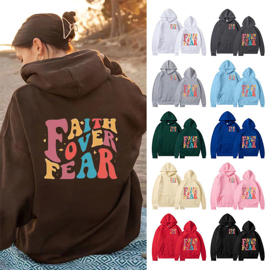 Damen Kapuzenpullover mit kreativem Schriftzug und weichem Innenfleece EB