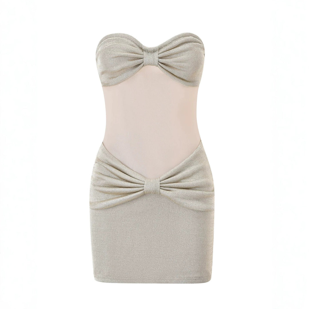 Damen Bandeau Minikleid mit raffiniertem Rüschenelement EB