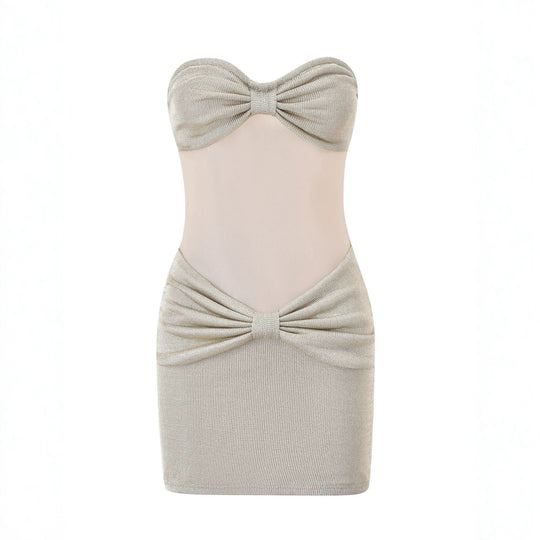 Damen Bandeau Minikleid mit raffiniertem Rüschenelement EB