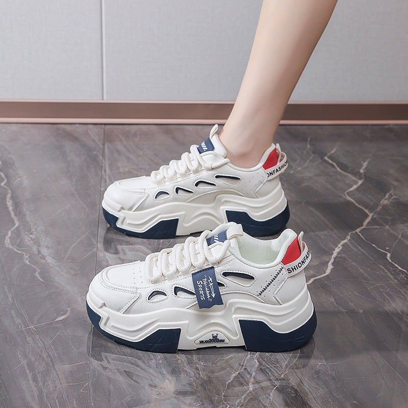 Damen modische Chunky Sneakers mit atmungsaktiver Oberflächenstruktur und gepolsterter Sohle EB