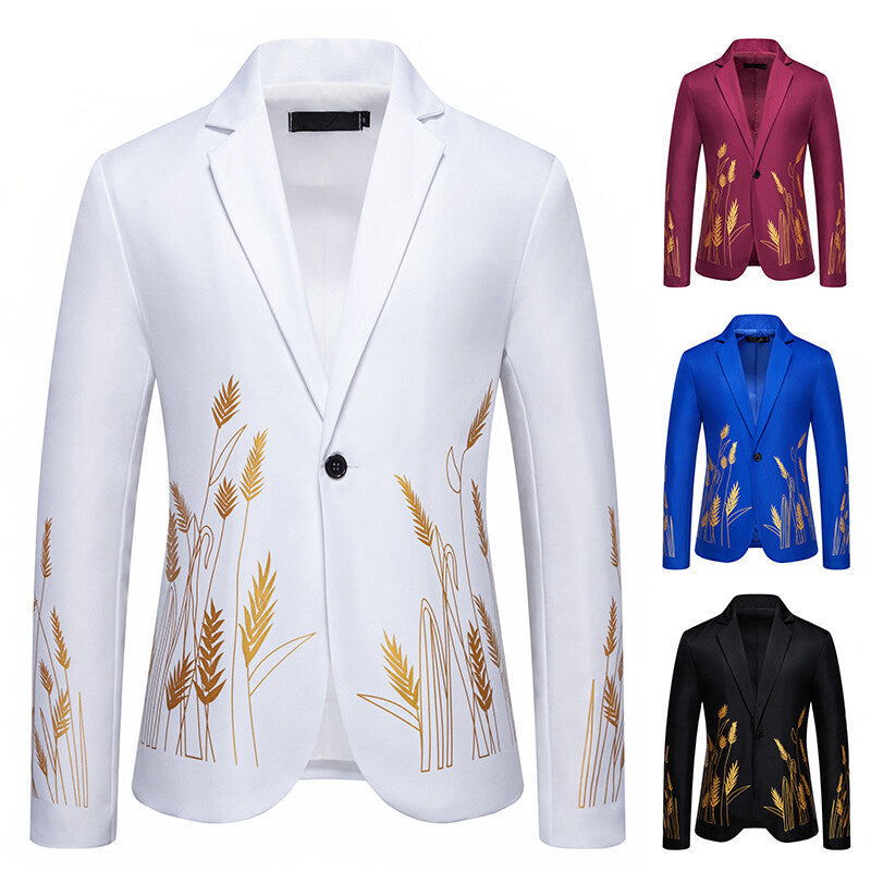 Damen Eleganter Blazer mit kunstvollem Pflanzenmuster und feiner Textur EB